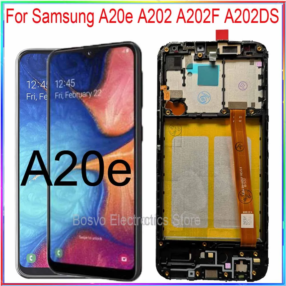 

For Samsung A20e LCD screen display A202 A202F A202DS with touch with frame assembly Replacement repair parts