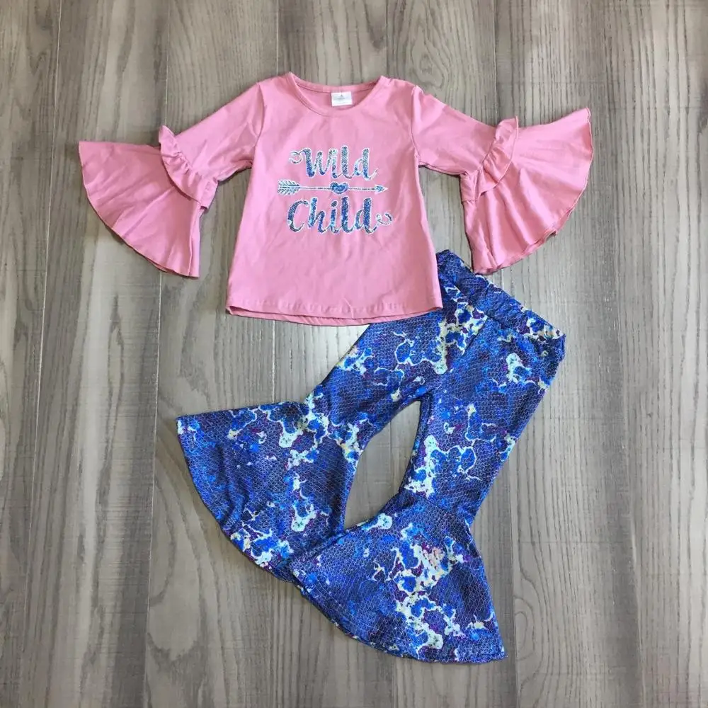 Girlymax/комплект хлопковой одежды с расклешенными рукавами для маленьких девочек