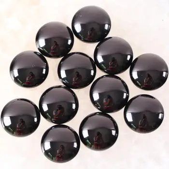 

12MM 16MM Round CAB Cabochon Natural Gem Stone Black Onyx No Drilled Hole Beads For Jewelry Making Bracelet Earring 10Pcs K911