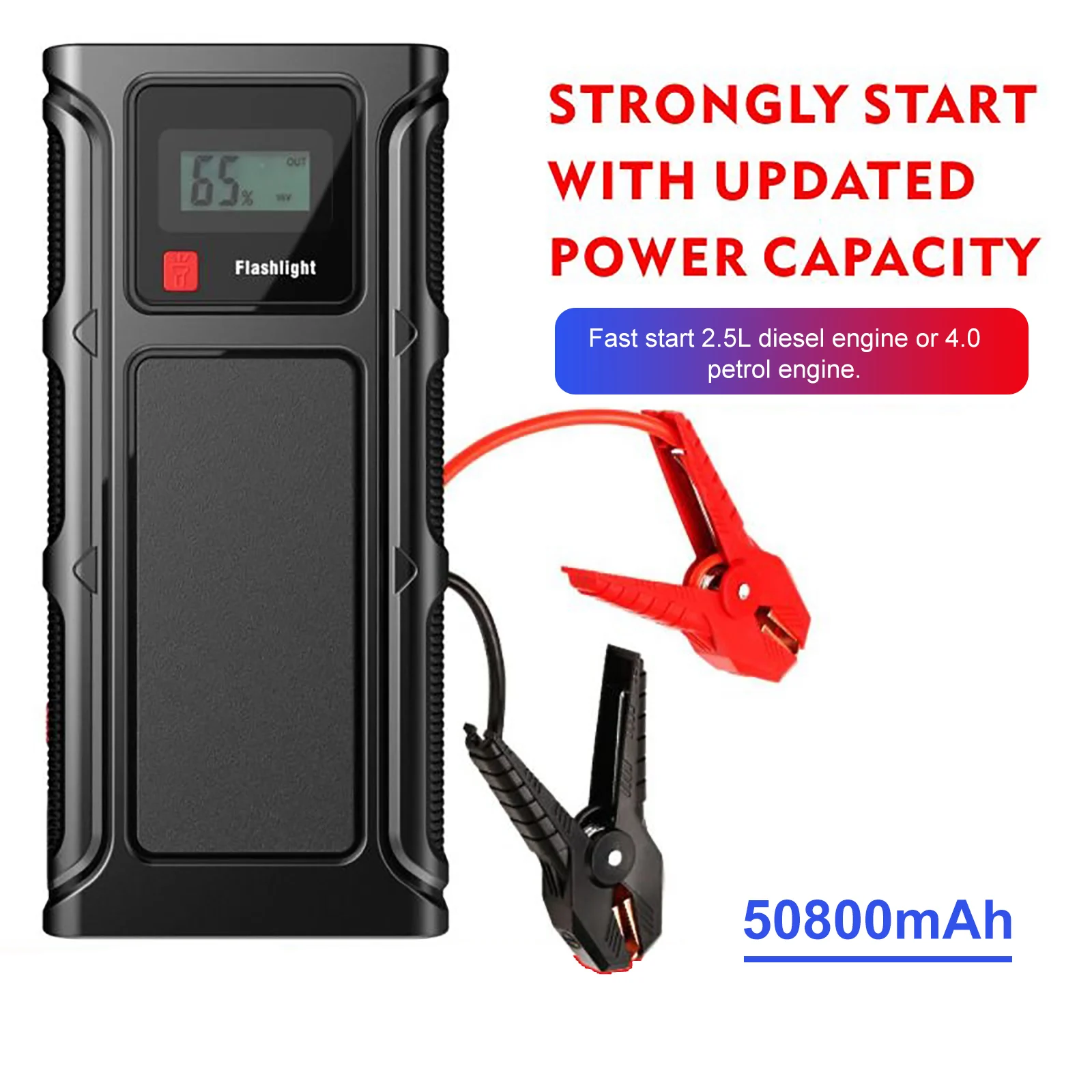 50800mah Car Jump Emergency Starter With Adapter For Fast Charging 12v