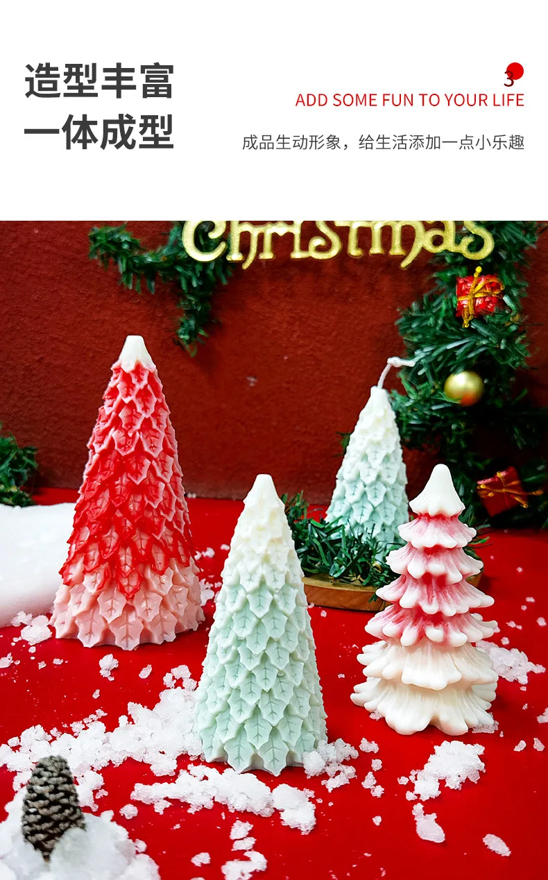 Lot De 3 Moules En Silicone Pour Bougies De Noël - Formes : Bonhomme Pain D'épice, Élan, Sapin - Silicone Souple, Facile à Démouler