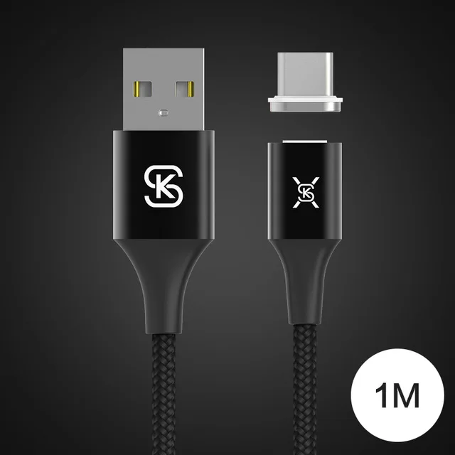 SIKAI 1 м QC 4,0 Магнитный кабель 3A Быстрая зарядка Micro usb type C Магнитный зарядный кабель для iPhone XS Max samsung линия передачи данных - Цвет: Black cable and plug