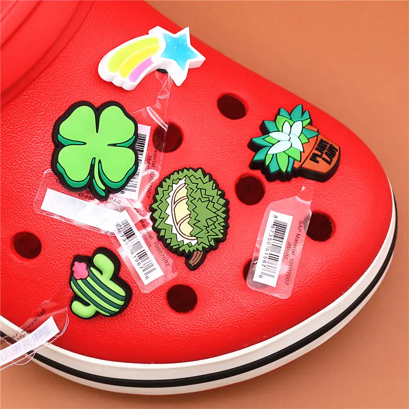 Single Sale Original Shoe Decoration Cute Cactus Clover Meteor Durian PVC Shoe Charms Accessories for Croc Buckle Jibz Kids Gift Single Sale Original Shoe Decoration Cute Cactus Clover Meteor Durian PVC Shoe Charms Accessories for Croc Buckle Jibz Kids Gift