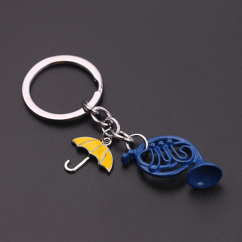 Yellow Umbrella mother Blue French Horn keychain Gofaer Finds store!