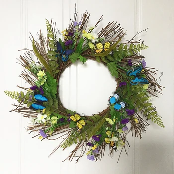 

new Artificial Flower Wreath Silk Spring Garland for The Front Door Wall Hanging Window Wedding Party Home Decoration