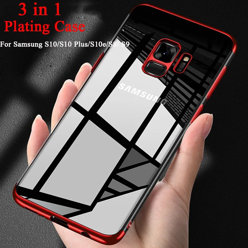 

3 in 1 Plating Case For Samsung Galaxy S10 Plus S10e S10 5G Soft TPU Cases For Samsung Gala S8 S9 S10 Note 8 Ultra thin Cover