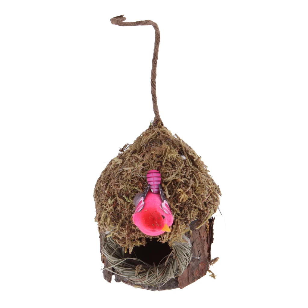 Natural Grass Bird Nest Hummingbird Birdhouse for Outside Hanging Grass Hand Woven Bird Nest Bird Hut for Yard Decoration