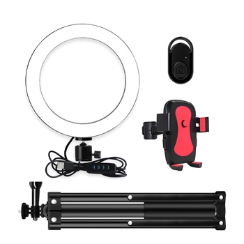 

16cm/6inch LED Ring Light lamp 3200-5500K 3 Colors 10 Levels Dimmable with Tripod Phone Holder for YouTube Video Lighting