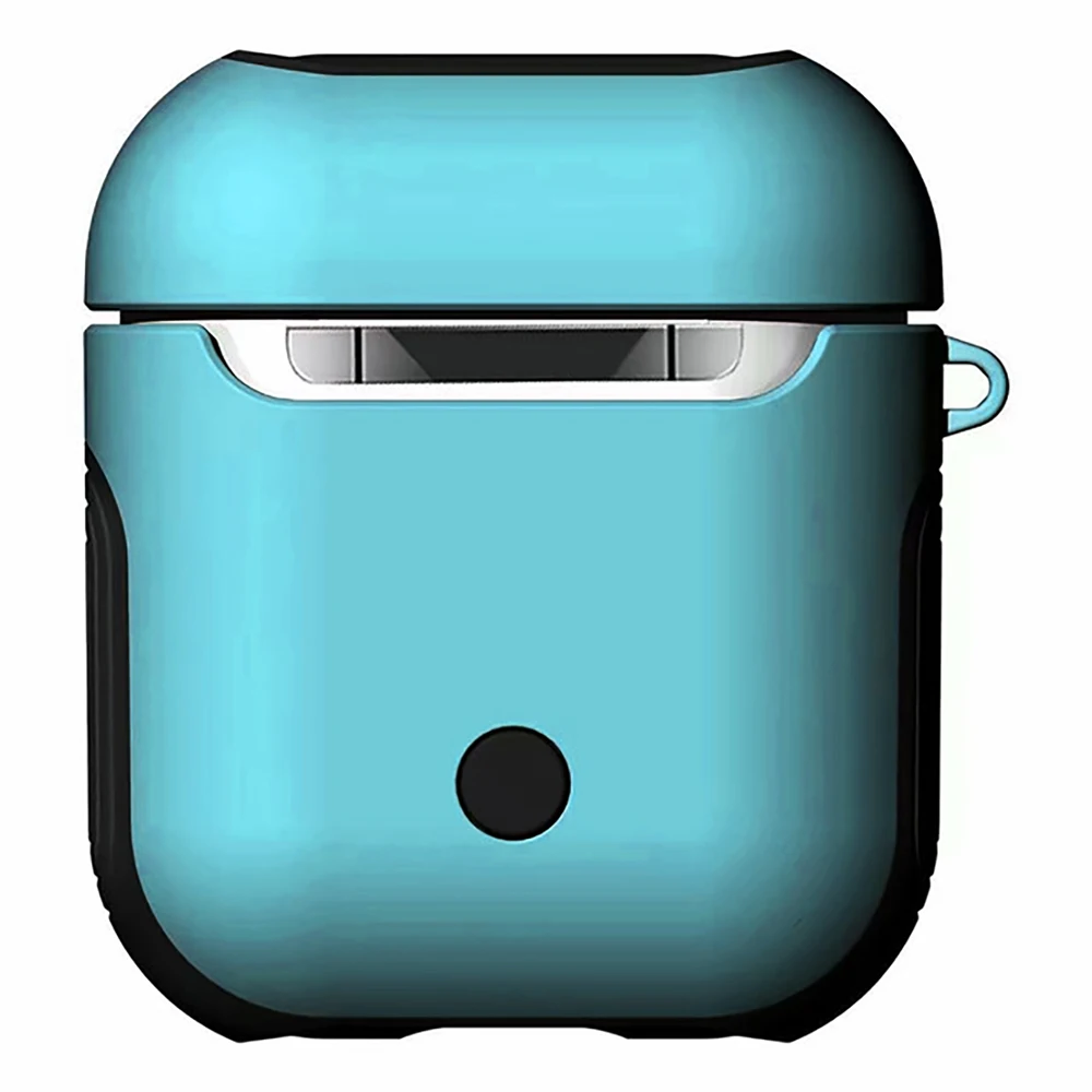 sky blue 2 в 1 TPU+ PC чехол для наушников для Apple AirPods, беспроводные наушники, чехол для зарядки для AirPods, защитные аксессуары - Цвет: sky blue