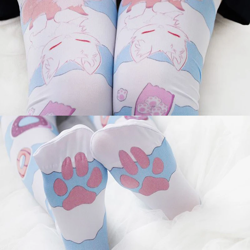 SzBlaZe 3D Print Donut thigh high stockings Kawaii thigh high socks Funny Cute Over Knee Socks Printedknee high stockings