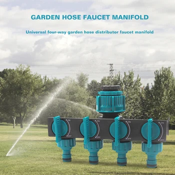 

Saving Watering Irrigation Tool Kits 4 Way Garden Hose Splitter for 1/2 3/4 1 inch Tap Faucet Water Hose Connector