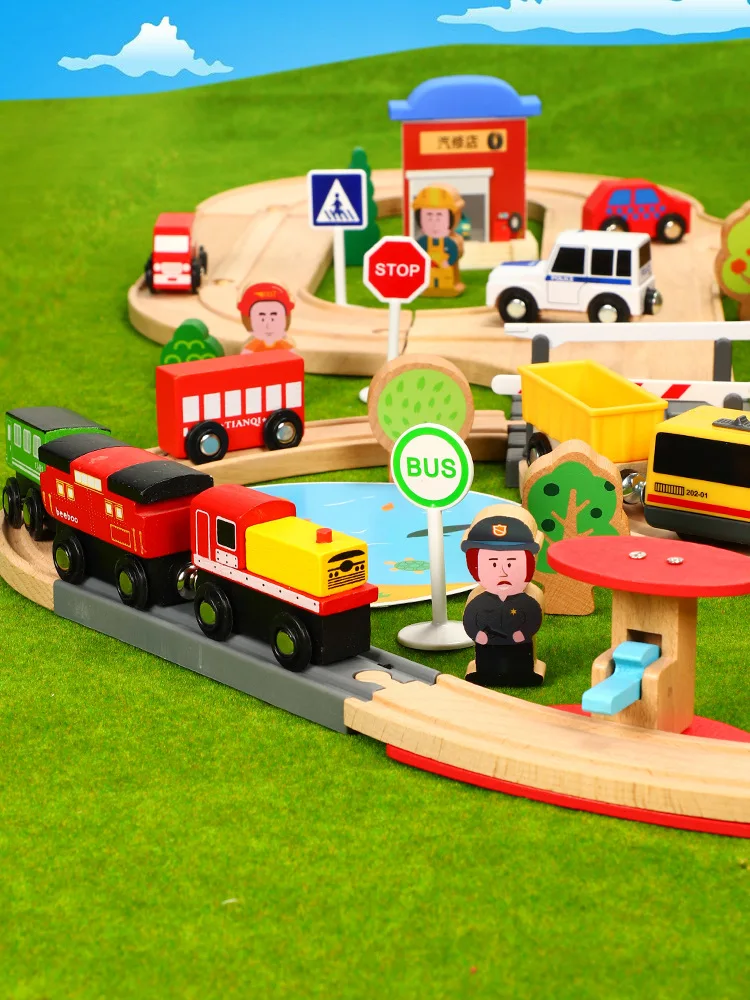 

Wood Camera Track Drag Wood Small Building Block Set Mas Train CHILDREN'S Toy Wooden Have Race Car Excluded Educational
