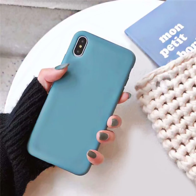 M blue VZD сплошной цвет силиконовый чехол s для iphone XR X XS MaxCute карамельный цвет мягкий простой модный 6 6S 7 8 Plus чехол для телефона новинка - Цвет: M blue