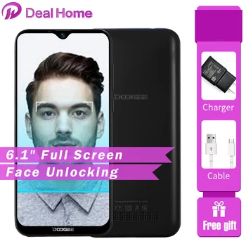 Перейти на Алиэкспресс и купить Doogee X90 6,1 дюйма HD экран водослива 1 ГБ ОЗУ 16 Гб ПЗУ 3400 мАч Android 8,1 MT6580A/WA четырехъядерный идентификатор лица Мобильный телефон Смартфон