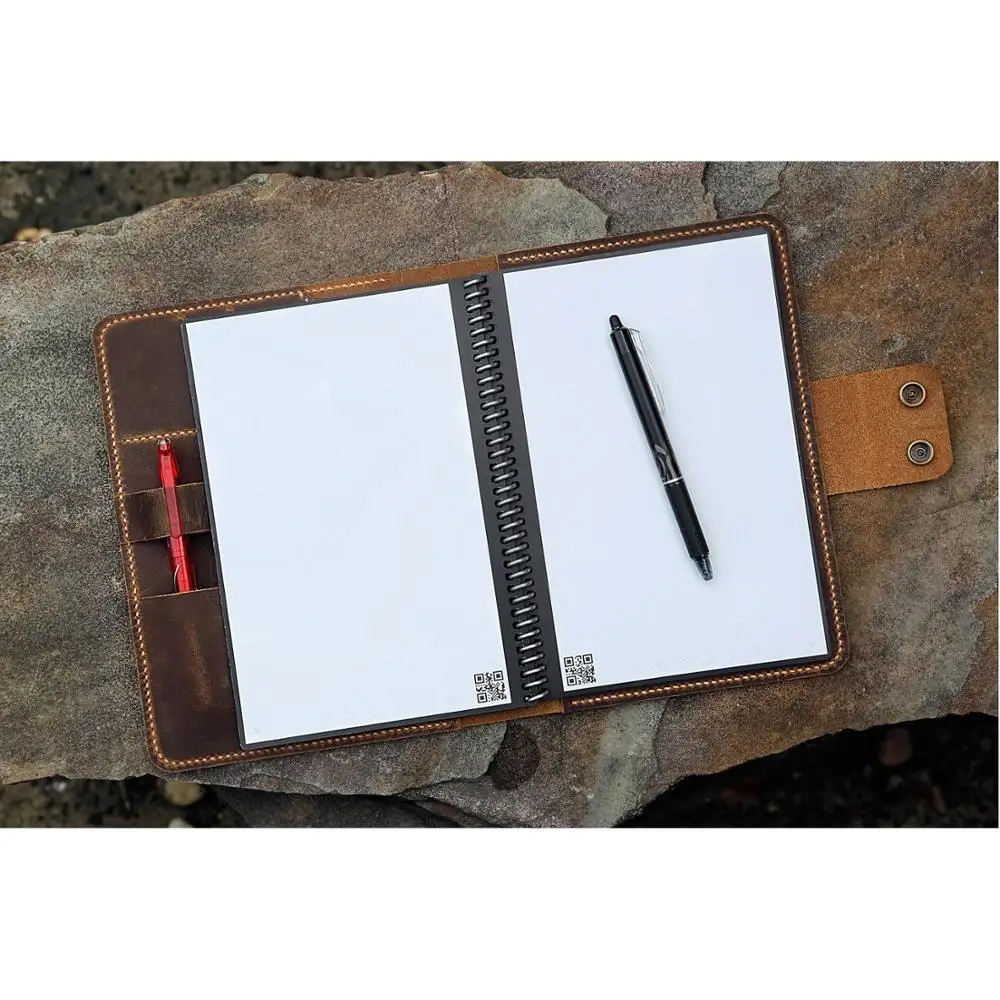 Vintage Retro Leather Cover Portfolio Folder For Rocketbook Everlast Reusable Smart Notebook Executive Size Notebooks Aliexpress