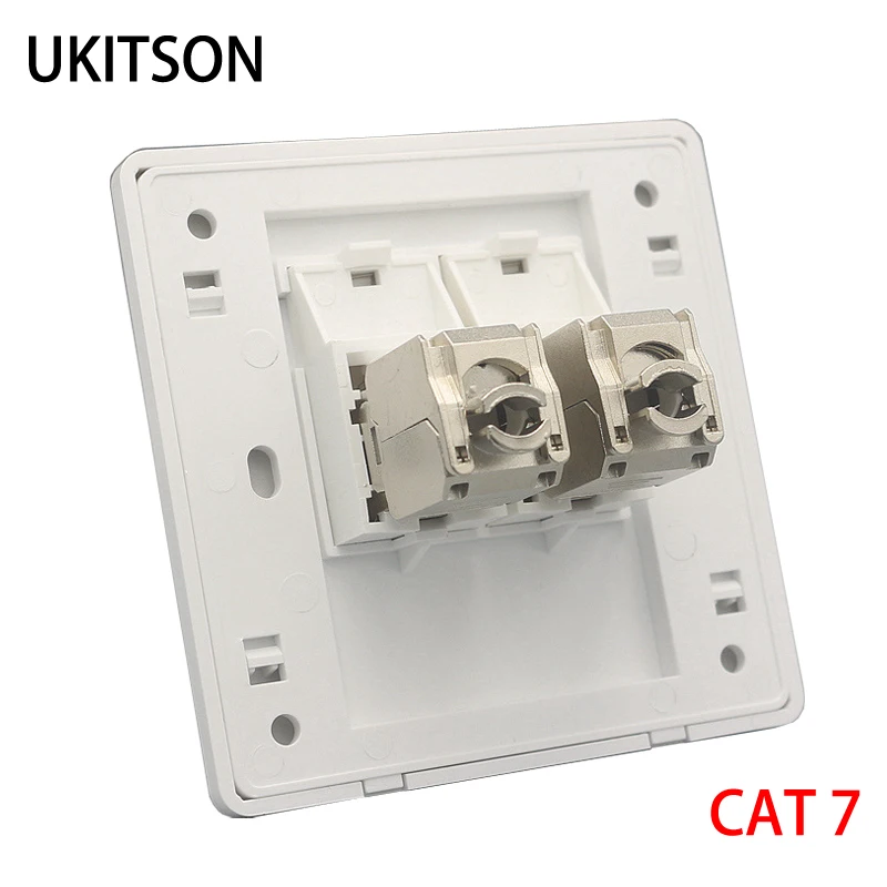 Настенная Передняя панель CAT7 CAT6A RJ45 с 2 портами Цинковым Сплавом CAT.7 CAT.6A Keystone Jack