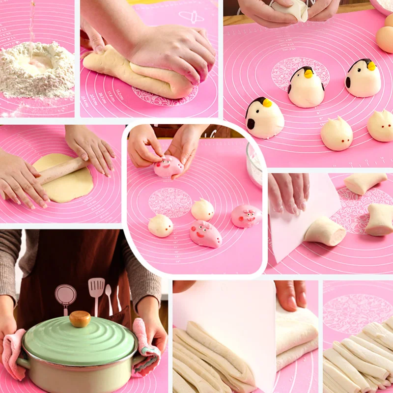 Non-Stick Silicone Kneading Dough Mat Multi-Size Table Mat Cookie Pastry Baking Pads Sheet Dough Maker Rolling Kitchen Tool