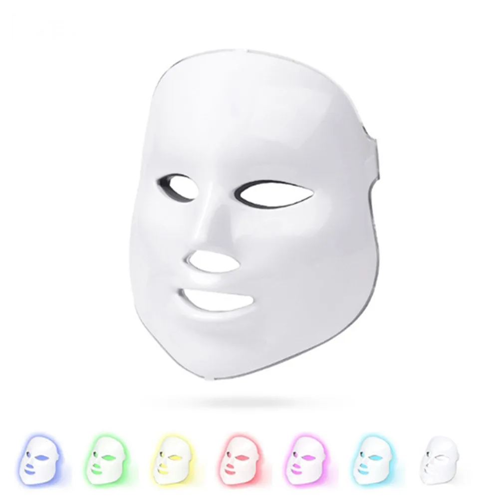 Buy Led Mask Photon Electric LED Facial Mask 7 Colors Light Skin Care Rejuvenation Anti Wrinkle Acne Removal Therapy Salon tool Spa