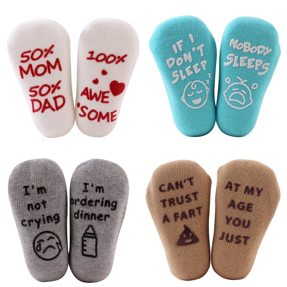 Противоскользящие рождественские носки для новорожденных мальчиков и девочек 0-1 лет, милые тапочки для новорожденного из мультфильма «Я не плачу», ботинки, гетры