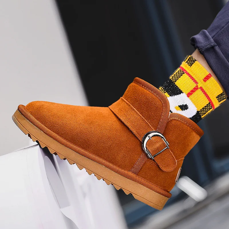 

CHILDREN'S Snow Boots Girls 2019 New Style Winter Big Boy Genuine Leather plus Velvet Anti-slip BOY'S Warm Thick Cotton Shoes
