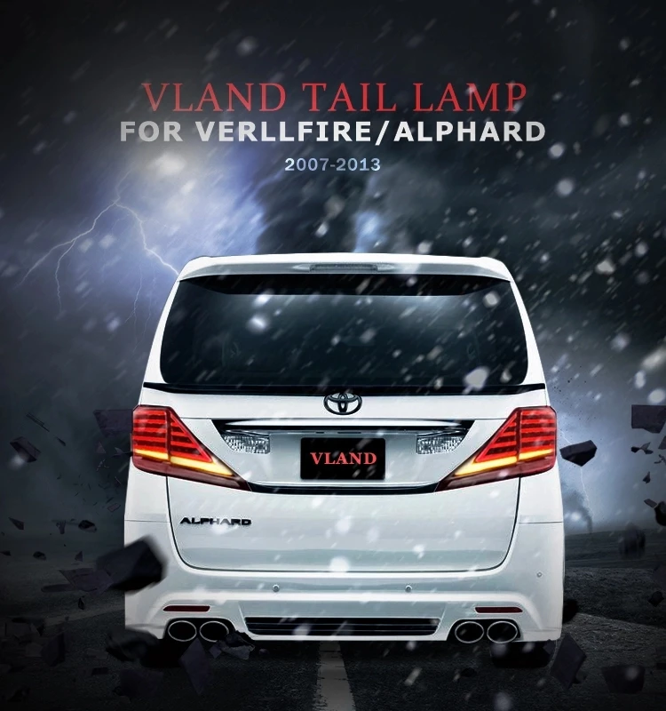 Задний фонарь для Toyota Alphard 2007- задние фонари в сборе 2th Gen AH20 с движущимися сигнальными лампами