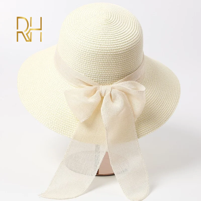 Летняя соломенная шляпа для женщин, складная женская Соломенная летняя шляпа с большими полями, пляжная шляпа с козырьком