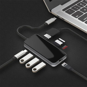 

USB Type C HUB to HDMI RJ45 Lan Multi USB 3.0 VGA 3.5 Audio USB-C HUB For MacBook Pro Air Dock USBC Type-c HUB Splitter