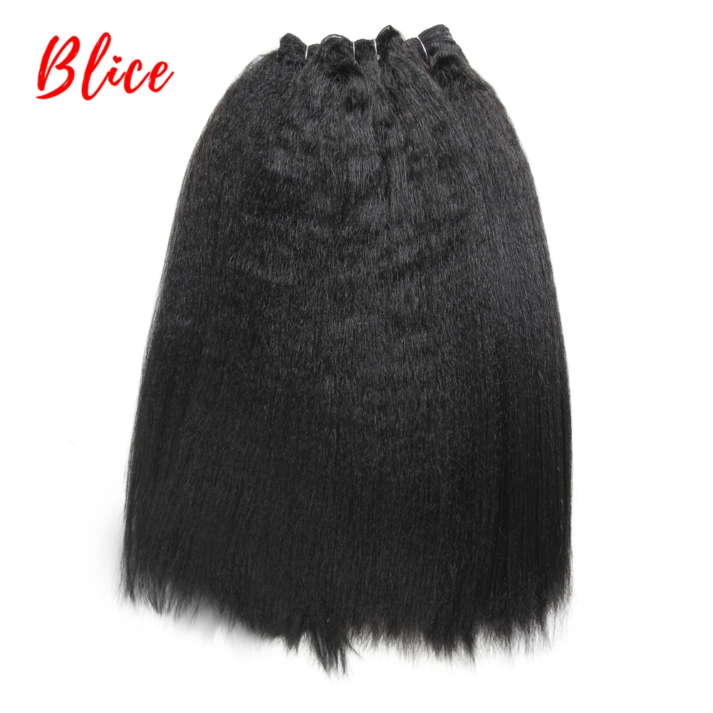 Blice Synthetic Hair Extensions hair extensions Kinky Straight Weaving 12-30Inch Natural Black Hair Bundles For Women All Color Available 1Pcs