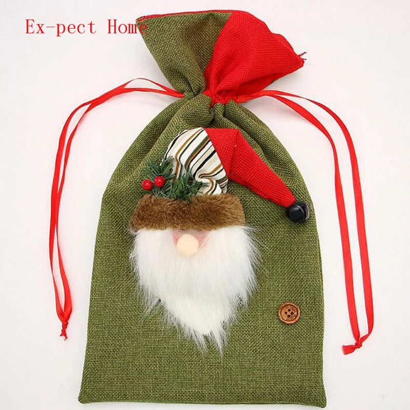 

100pcs Christmas Gift Bag Santa Claus Elk Snowman Mini Candy Bag Decoration Present Handle 3D Bags For Kids