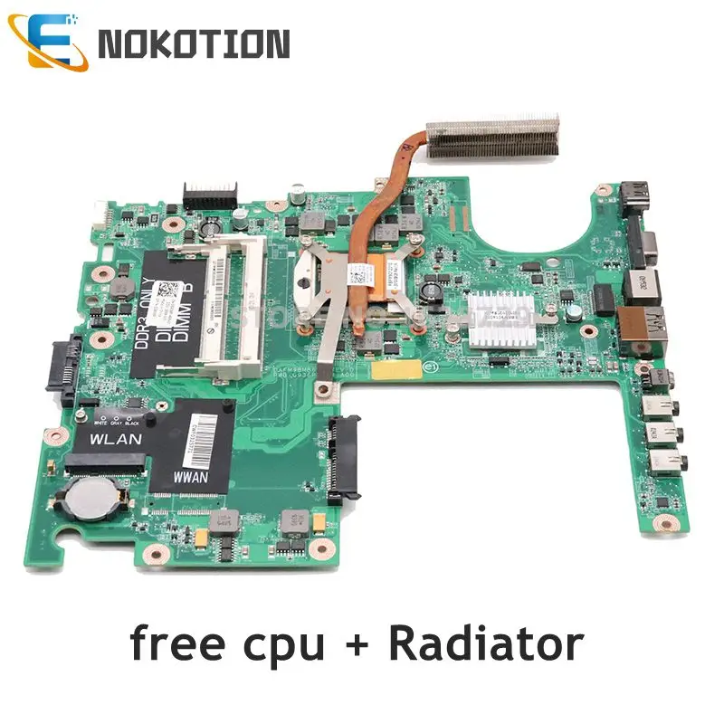 NOKOTION материнская плата для ноутбука Dell Studio 1558 CN-0G936P 0G936P DAFM9BMB6D0 основная плата HM57 DDR3 Бесплатный процессор+ радиатор
