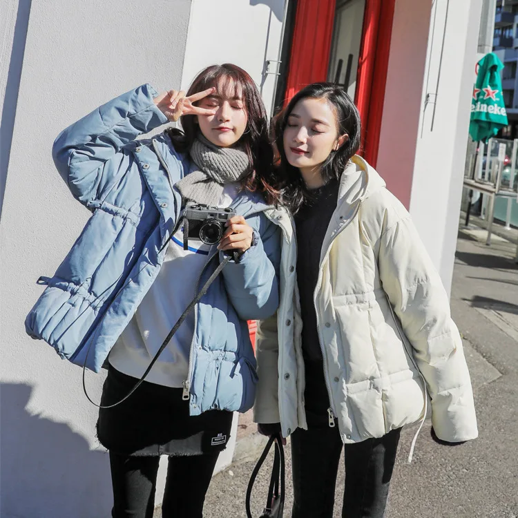 

Korean-style Thick Short down Coat Women's 2019 Winter New Style Small Cotton-Padded Jacket Students Versatile Hooded Cotton Clo