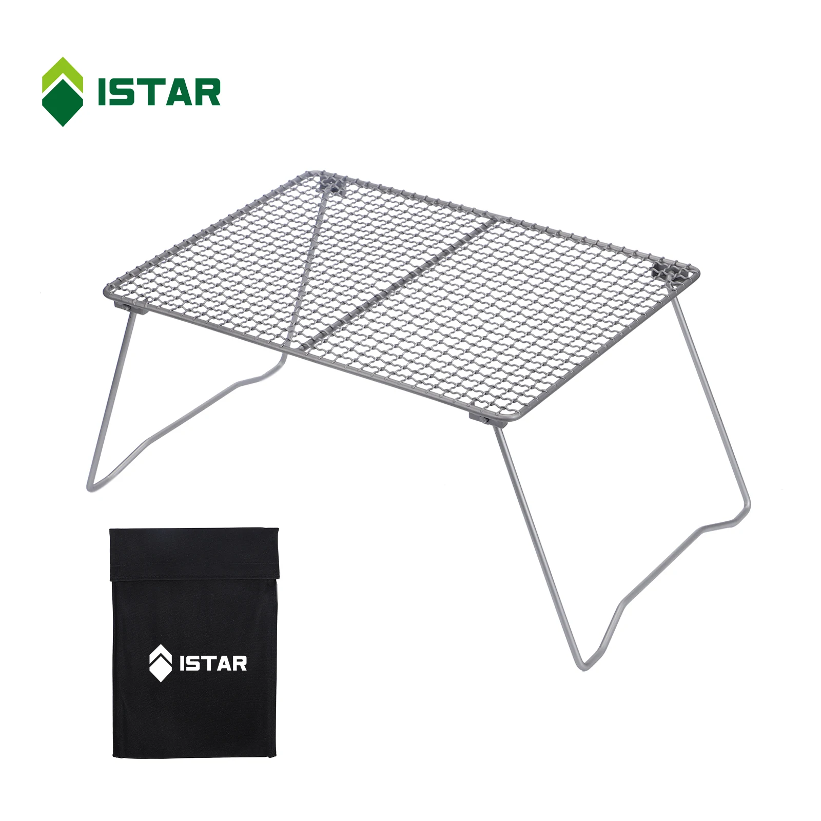 ISTAR-Parrilla de barbacoa plegable de titanio, ultraligera, portátil, para acampar al aire libre, senderismo y viaje por carretera