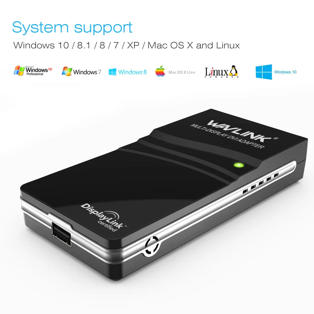 Wavlink USB 2.0 to VGA/DVI/HDMI-Compatible Video Graphic Adapter Multiple Monitors Display Extend/Mirror Mode Supports Windows