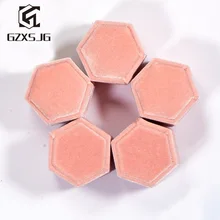 GZXSJG 5 шт./лот бархатное кольцо с шестиугольной верхушкой коробки для женщин ювелирные изделия ручной работы розовые зеленые коробки для кольцо для помолвки упаковка