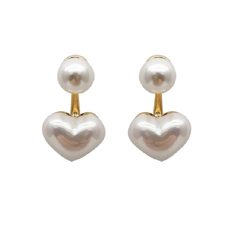 New Fashion Contracted Heart Pearl Fine Earrings Joker Sweet Elegant Temperament Women Drop Earrings - Image 6
