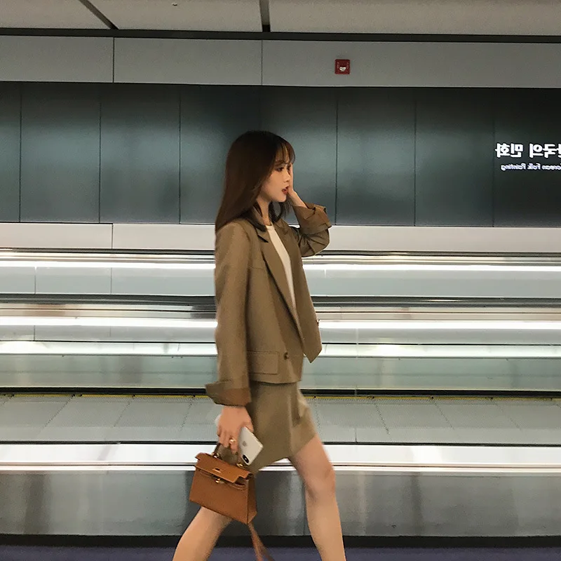 

Hot Selling Small Suit Coat Women's 2019 Autumn Clothing New Style Korean-style Online Celebrity Short Casual Suit Set