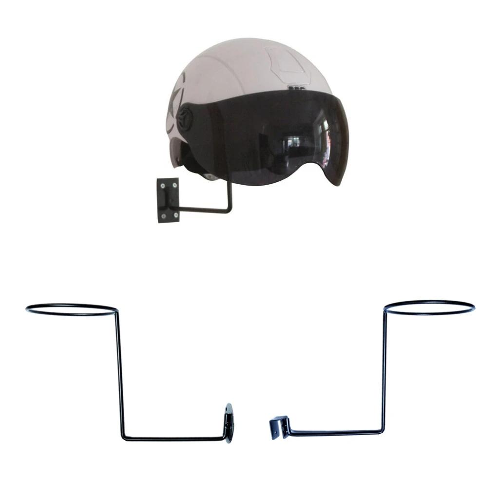 2pcs Motorcycle Motorbike Wall Mount Helmet Holder Hanger Rack Jacket Hook Black