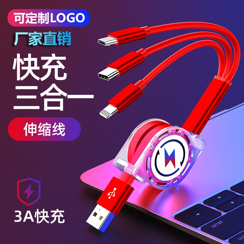 Bozhu 3 в 1 Выдвижной usb-кабель для iPhone Xs Max XR Xs Быстрая зарядка USB type C для samsung S8 S9Plus Micro usb линия передачи данных