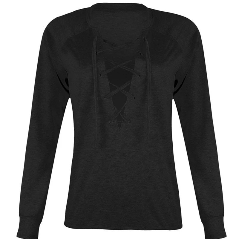 

Autumn and winter women lazy wind simple solid color bf wind super fire hot tie with round neck long sleeve loose shirt clothes