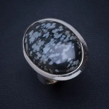 

Natural Snowflake Obsidian Handmade Unique 925 Sterling Silver Ring 7.25 B1147