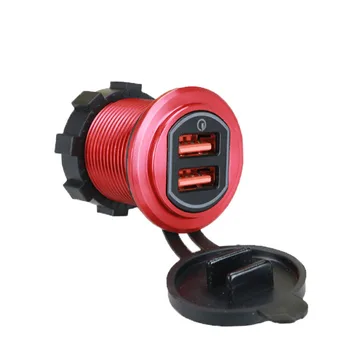 

12-24V QC3.0 18W Dual USB Car Charger Waterproof Car Motorcycle Ignition Lighter Socket Charger