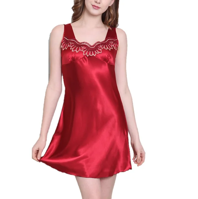 red satin silk dress