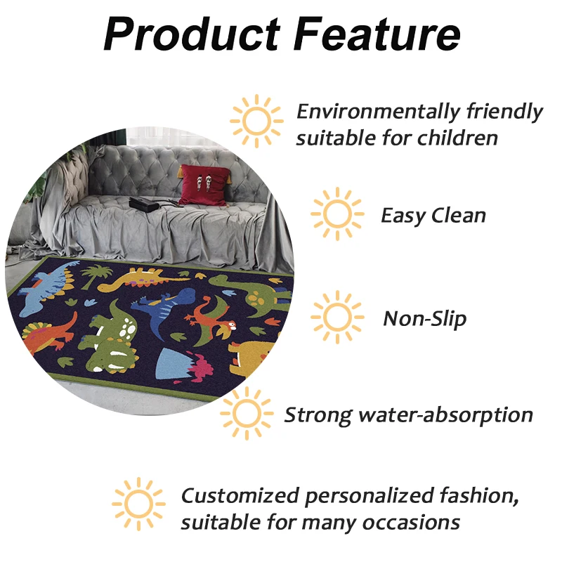 Bubble Kiss Carpet For Living Room Cartoon Cute Dinosaur Pattern Carpet Modern Home Non-slip Kids Room Decor Soft Bedroom Rug 2