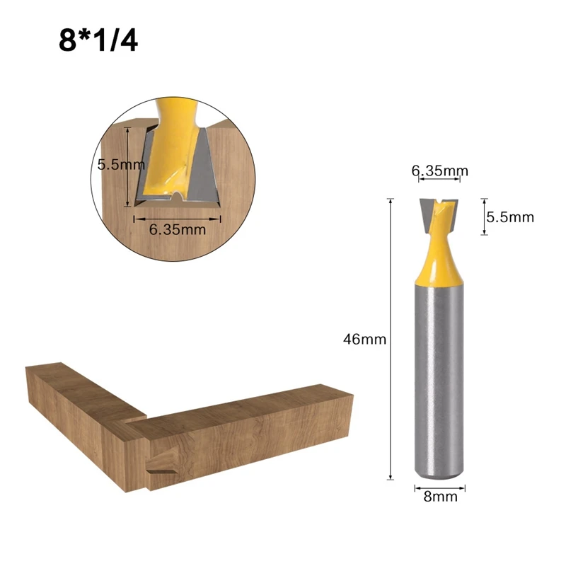 8 мм хвостовик класса промышленного стержня ласточкин хвост фрезы Ласточка Хвост Деревообработка травления фрезерные инструменты для деревообработки