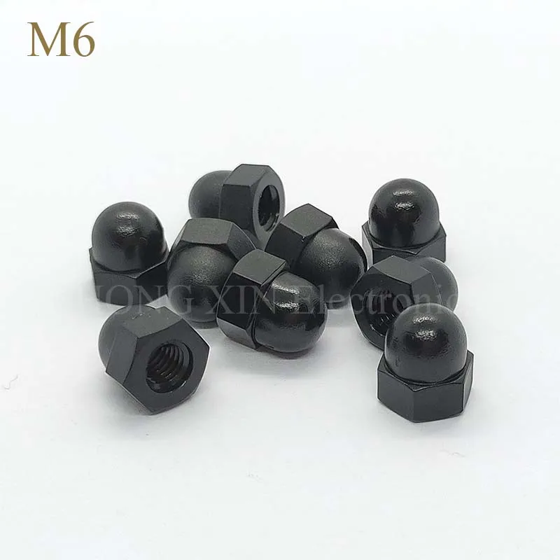 Juego De 100 Tuercas De Nylon Negro - 7 Tamaños (M3-M12) Para Proteger Pernos Y Tornillos