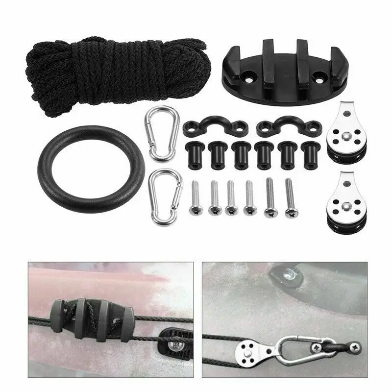 8Pcs Black Nylon Anchor Trolley Cleat Kayak Canoe Screws Zig Zag Cleat Rigging for Fishing Boat Replacement Rowing Accessories