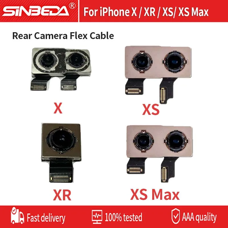 100% Original Rear Camera For iPhone X XR XS Max Back Main Lens Flex cable Flash Module Sensor Replacement parts | Мобильные