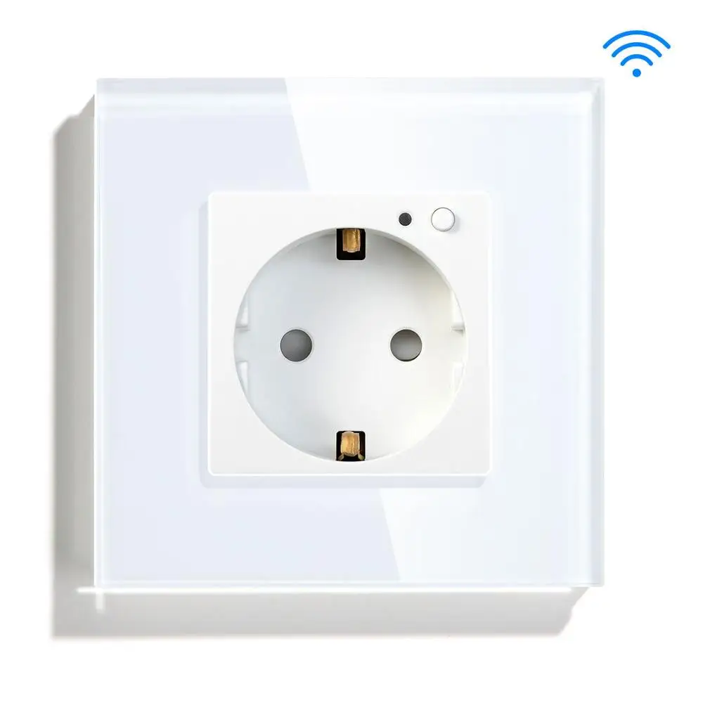 BSEED Настенная Розетка wifi стандарт ЕС 86*86 мм умная розетка wifi розетка белый черный золотой цвета - Тип: White Wall Socket