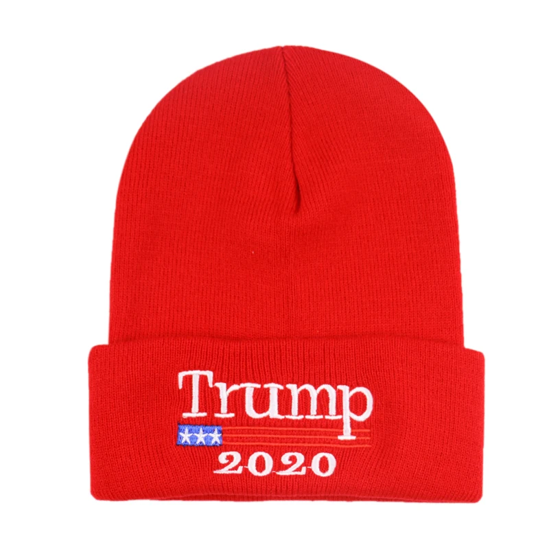 Красный Зимние шапки Winfox, вязаный череп, шапка Trump, Красная шапка, женская и Мужская акриловая вязаная шапка, унисекс, согреться, эластичные шапки - Цвет: Красный