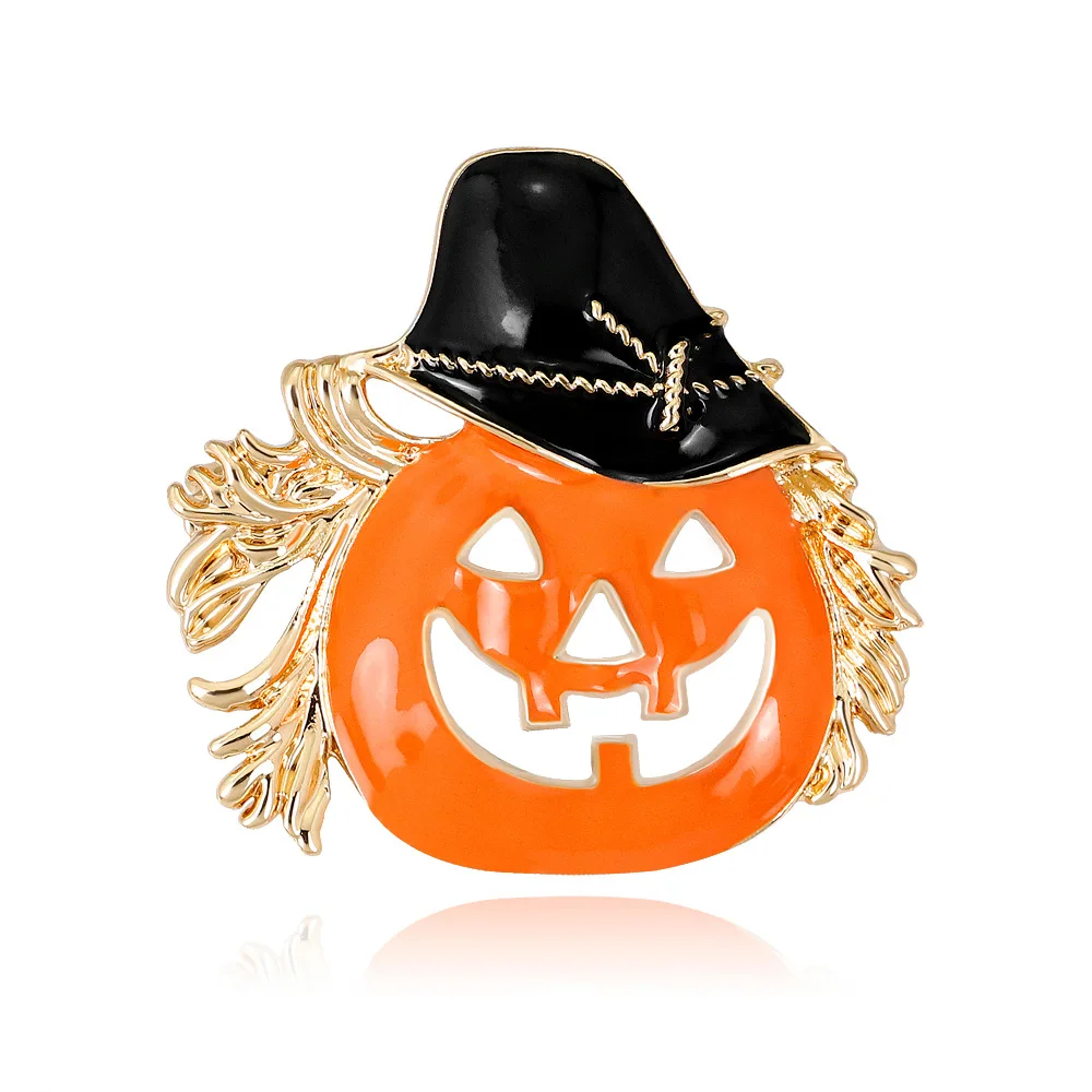 

Halloween Pumpkin Brooches For Kids Black Hat Metal Enamel Pin Brooches Costume Decorations Jewelry Gift AL424